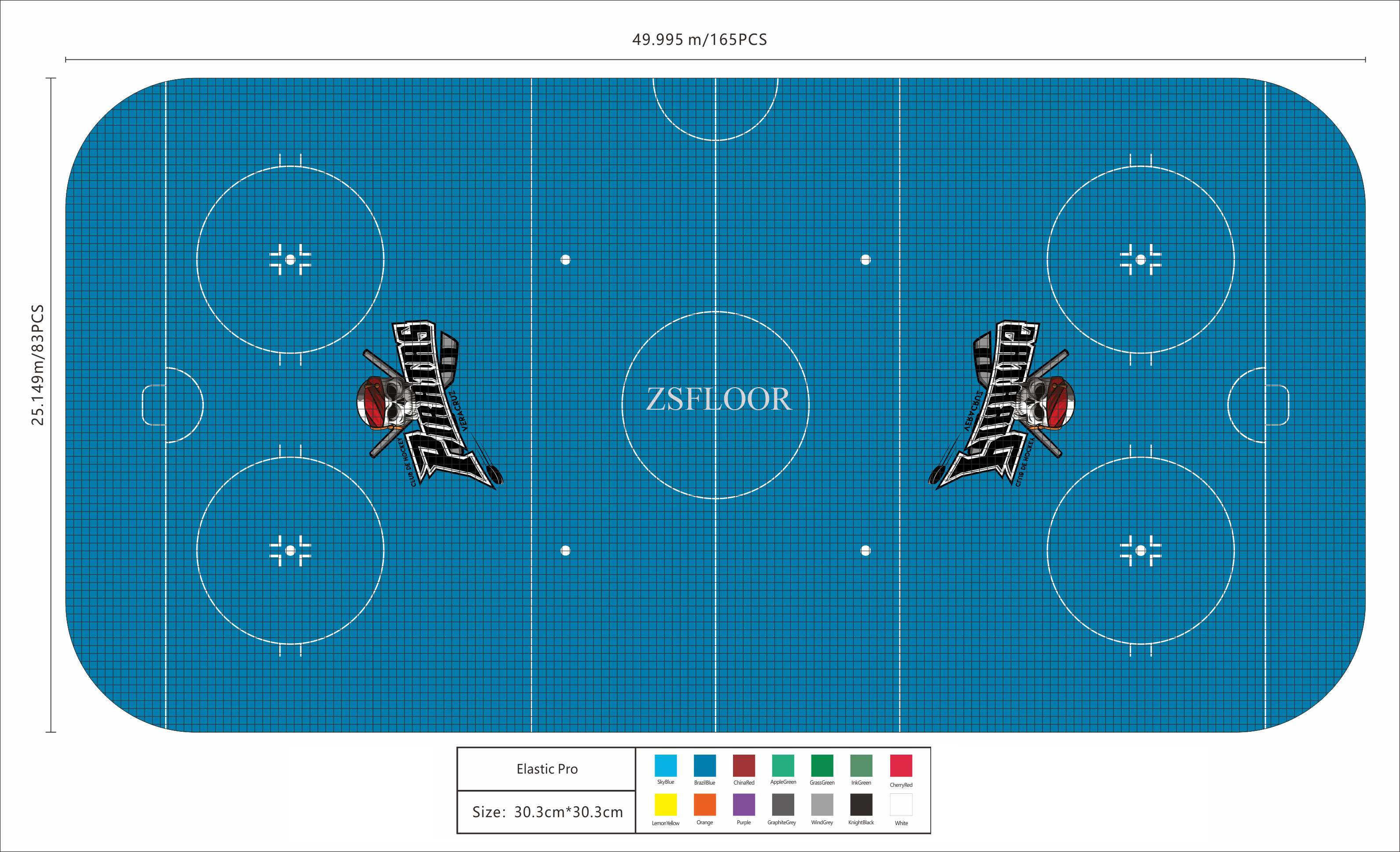inline hockey rink diagram with logo