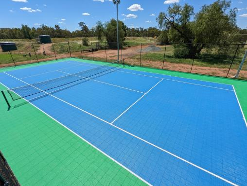 new court outdoor tennis with modular flooring